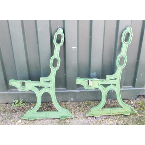 1265A - Pair of green painted cast heavy duty vintage bench ends