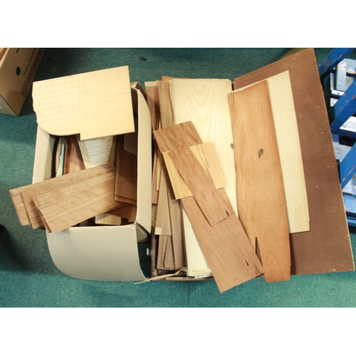 1341 - Two boxes containing a large quantity of veneers, of various wood.