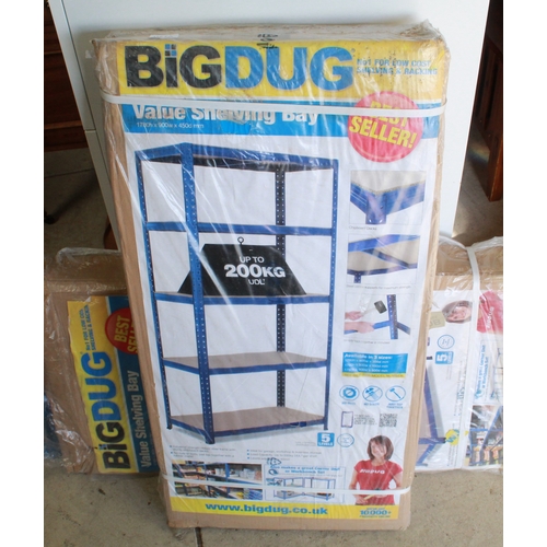 1265B - BigDug boxed shelving unit, 5 levels upto 200 kilos (x2)