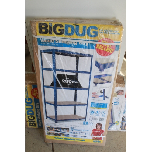 1265B - BigDug boxed shelving unit, 5 levels upto 200 kilos (x2)