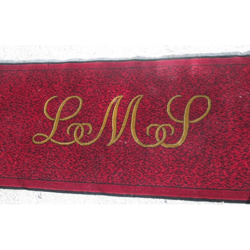 504 - C20th L.M.S. (London Midland Scottish) railway coach Axminster runner - carpet, red mottled ground w... 