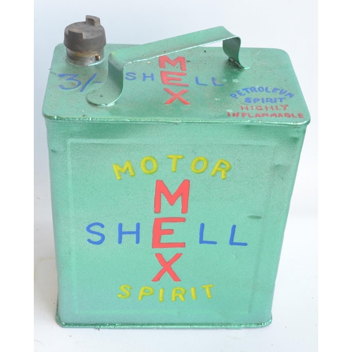 203 - Vintage Shell-Mex Motor Spirit 2 gallon petrol can with cap, repainted/restored in light metallic gr... 