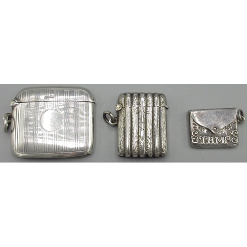 1072 - George V silver rectangular vesta in the form of a miniature cigar case, Smith & Bartlam Birmingham ... 