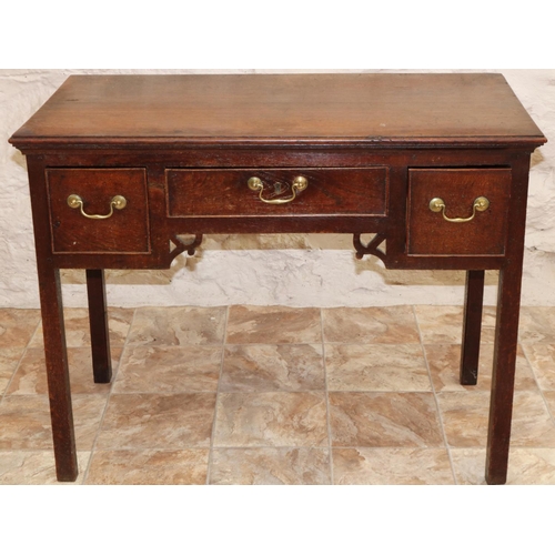 1338 - George III oak side table, moulded rectangular top above two short and one long cockbeaded drawers w... 