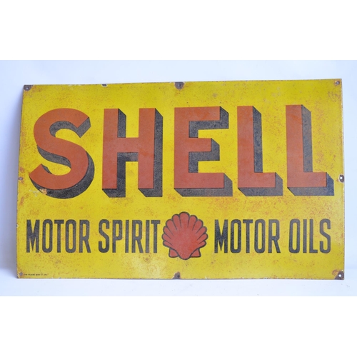 221 - Enamel steel plate advertising sign for Shell Motor Spirit Motor Oils, 86.5x53.5cm