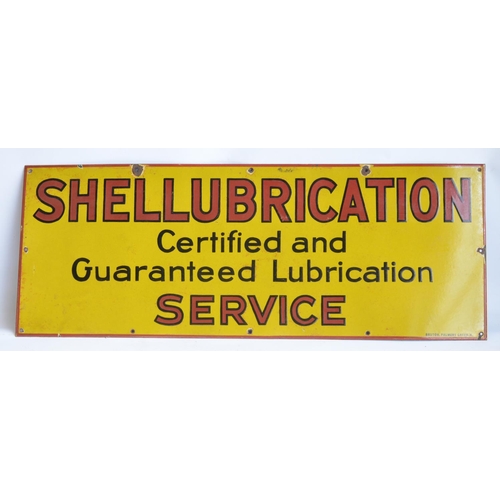 222 - Enamel steel plate advertising sign for Shellubrication Service, 101.8x38.2cm