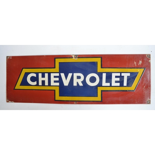 227 - Enamel steel plate advertising sign for Chevrolet, 91.3x30.5cm