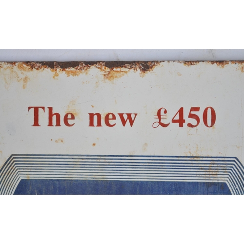 228 - Enamel steel plate advertising sign for The New £450 Daimler 15, 38x61cm