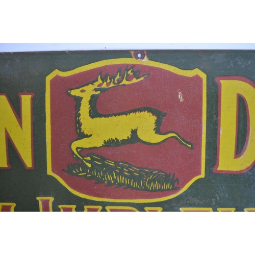 231 - Enamel steel plate advertising sign for John Deere Farm Implements, 91.5x30.5cm