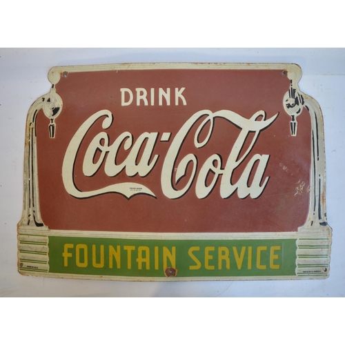 237 - Enamel steel plate advertising sign for Coca-Cola Fountain Service, 76x51cm