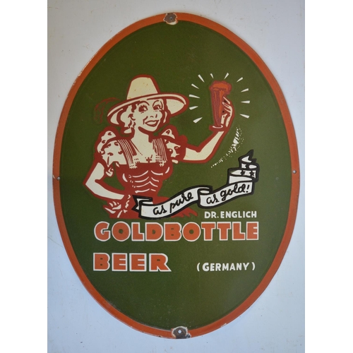 238 - Enamel steel plate advertising sign for Dr Englich Goldbottle Beer, 61.7x47cm