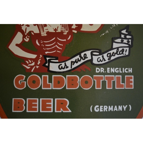 238 - Enamel steel plate advertising sign for Dr Englich Goldbottle Beer, 61.7x47cm