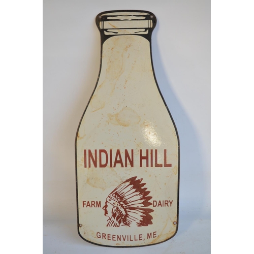 239 - Enamel steel plate advertising sign for Indian Hill Farm Dairy, 76.5x33cm