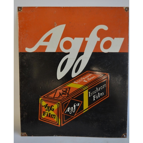 240 - Enamel steel plate advertising sign for Agfa Isochrom Film, 58.5x48.5cm