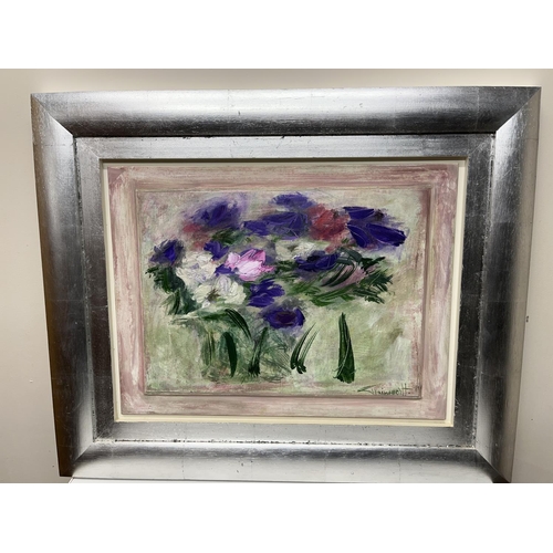 1222 - George Hainsworth (British Contemporary); 'Anemones', oil on board, signed, 60.5cm x 46 cm