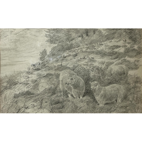 1230 - Sir Edwin Henry Landseer RA (British b.1802); 'Sheep' Flock of Sheep with Cattle grazing in a wooded... 