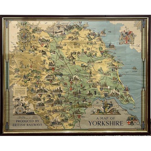 1206 - Estra Clark (British 1904-1993): 'A Map of Yorkshire', colour map produced for British Railways 1949... 