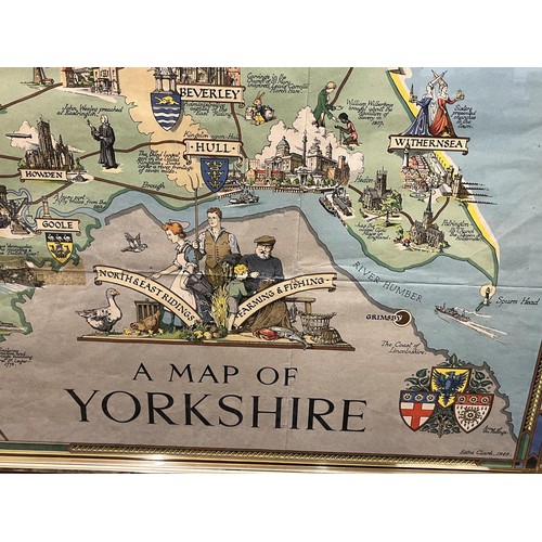 1206 - Estra Clark (British 1904-1993): 'A Map of Yorkshire', colour map produced for British Railways 1949... 