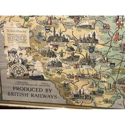 1206 - Estra Clark (British 1904-1993): 'A Map of Yorkshire', colour map produced for British Railways 1949... 