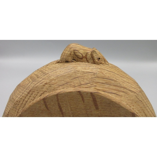 1375 - Robert Mouseman Thompson of Kilburn - an oak circular nut bowl, carved with signature mouse, D15.5cm