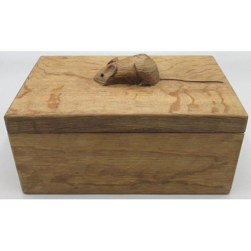 1374 - Robert Mouseman Thompson of Kilburn - an oak rectangular trinket box, the cover with signature mouse... 