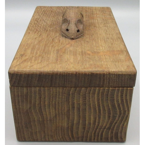 1374 - Robert Mouseman Thompson of Kilburn - an oak rectangular trinket box, the cover with signature mouse... 