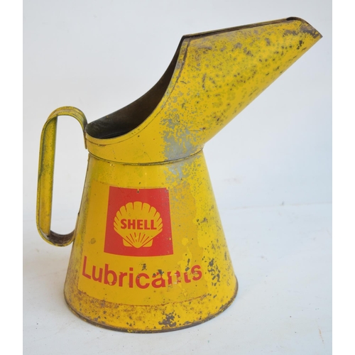 266 - Three vintage 2 gallon petrol cans to include 2x unbranded and 1x Shell Motor Spirit, a 25 litre Rob... 