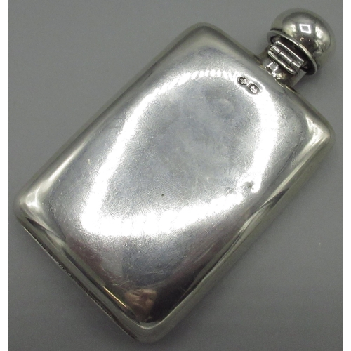 1046 - WITHDRAWN - Late Victorian silver rectangular hip flask, curved body with hinged screw cap, William ... 