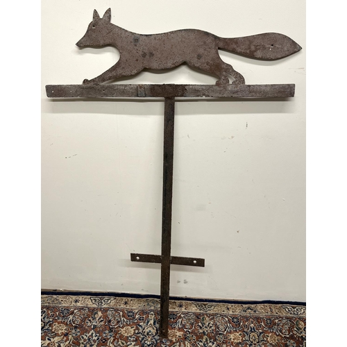 1385 - Folk Art cast metal silhouette study of a running Fox, on stand, H137cm W91cm