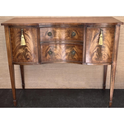 1364 - Small Regency style mahogany inverted bow breakfront sideboard with two drawers and two cupboards, o... 