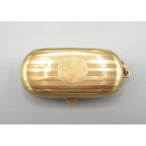 1014 - 9ct yellow gold double sovereign case, with engine turned decoration stamped ALD 375, 33.2g, 5.6g