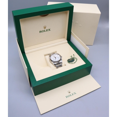 1117 - Rolex Oyster Perpetual Sky-Dweller stainless steel wristwatch, signed white dial with baton hour ind... 