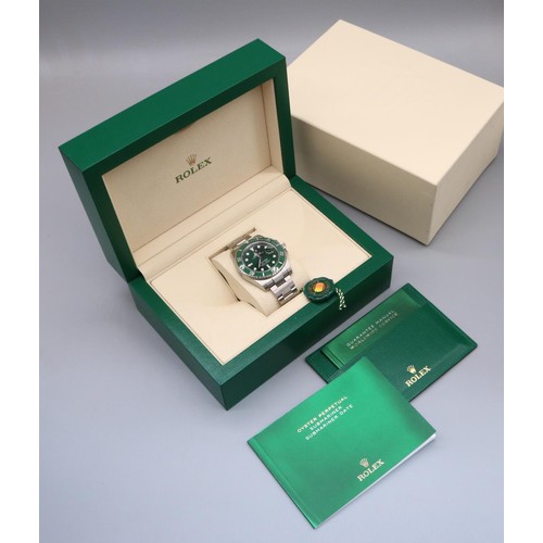 1115 - Rolex Oyster Perpetual Date Submariner 'Hulk' stainless steel wristwatch, signed green dial with bat... 