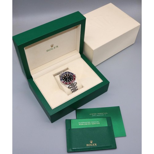 1118 - Rolex Oyster Perpetual Date GMT-Master II 'Pepsi' stainless steel wristwatch, signed black dial with... 