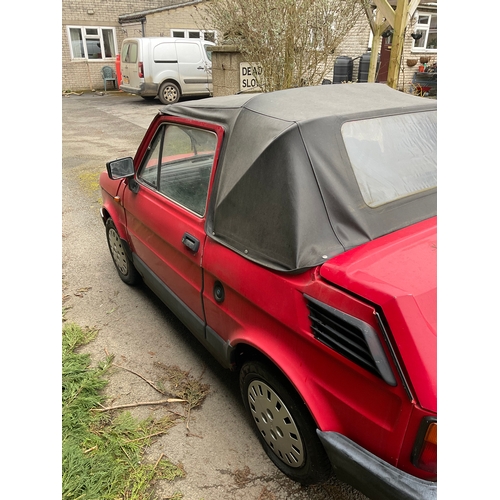 4 - Classic 1988 Fiat 126 BIS soft top convertible in red. 704cc, petrol, 2 door, Mileage 27324, reg E7 ... 