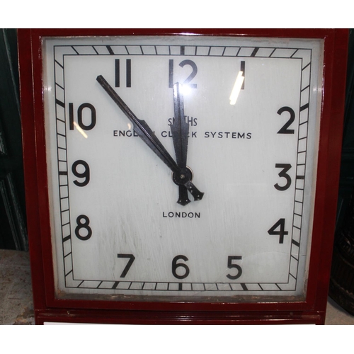 269 - Art Deco single face advertisement clock by Smiths English Clock System of London. Wired for illumin... 