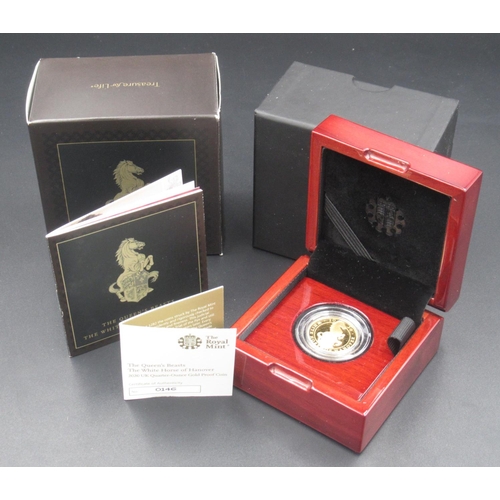 601 - The Royal Mint - The Queen's Beasts: The White Horse of Hanover 2020 UK Quarter-Ounce Gold Proof £25... 