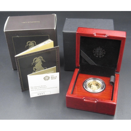 604 - The Royal Mint - The Queen's Beasts: The Yale of Beaufort 2019 UK Quarter-Ounce Gold Proof £25 Coin,... 