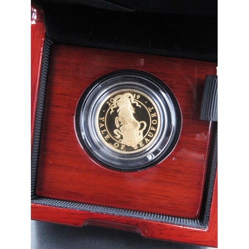 604 - The Royal Mint - The Queen's Beasts: The Yale of Beaufort 2019 UK Quarter-Ounce Gold Proof £25 Coin,... 