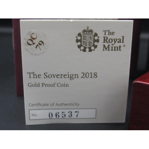 615 - The Royal Mint - The Sovereign 2018 gold proof coin Limited Edition no.06537/10500, in original box ... 