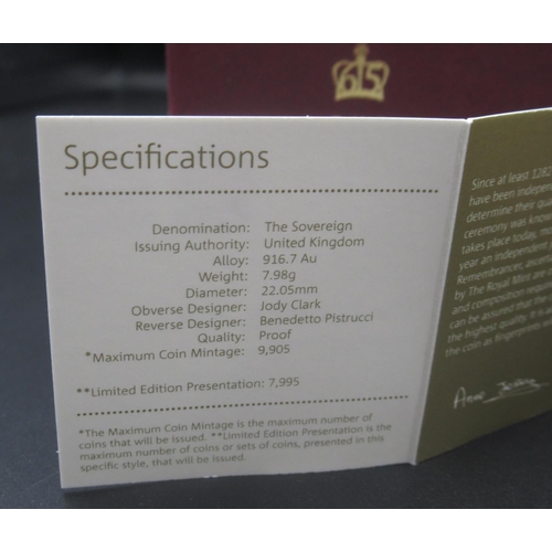 616 - The Royal Mint - The Sovereign 2020 gold proof coin, Limited Edition no.5007/7995, with original box... 