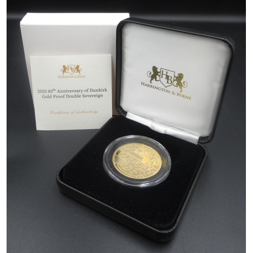 652 - Harrington & Byrne - 2020 80th Anniversary of Dunkirk Gold Proof Double Sovereign, with original box... 