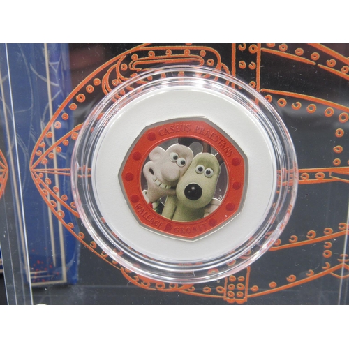 654 - The Royal Mint - Wallace & Gromit 2019 UK 50p Gold Proof Coin, Limited Edition no.298/630, with orig... 