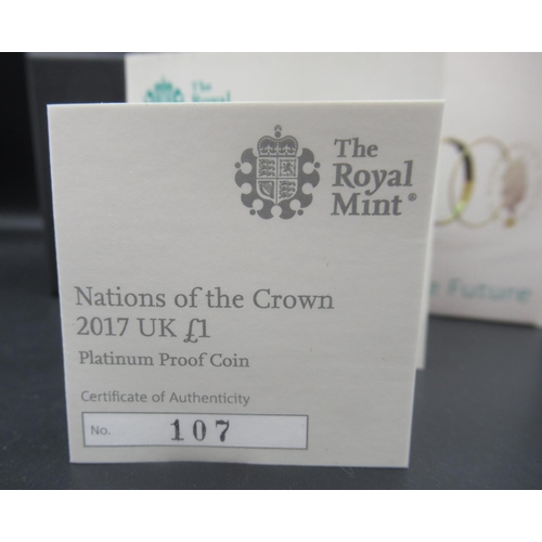 665 - The Royal Mint - Nations of the Crown 2017 UK £1 Platinum Proof Coin, Limited Edition no.107/250, wi... 