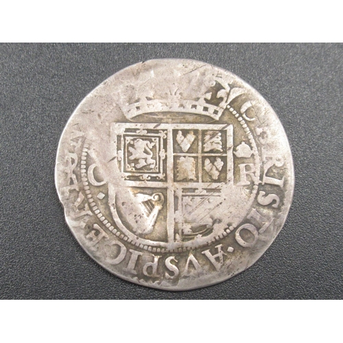Charles I Scottish sixpence  coin, with bust facing left, reverse with crowned C & R beside shield