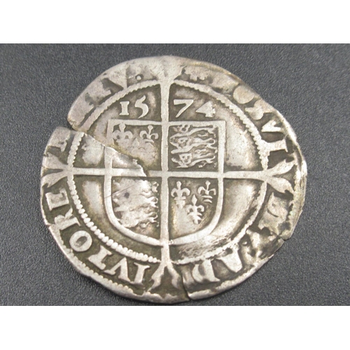 671 - Elizabeth I coin, silver hammered sixpence 1574, a/f