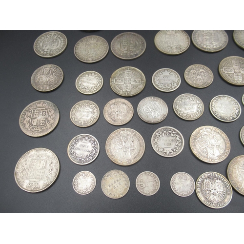 694 - Assorted collection of Queen Victoria with some George III and George IV silver content coins to inc... 