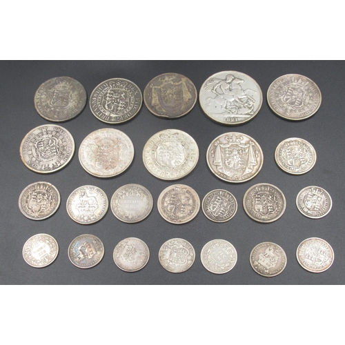 694 - Assorted collection of Queen Victoria with some George III and George IV silver content coins to inc... 