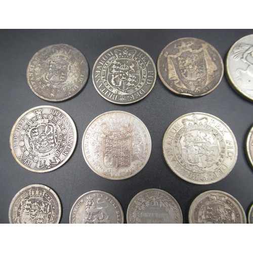 694 - Assorted collection of Queen Victoria with some George III and George IV silver content coins to inc... 