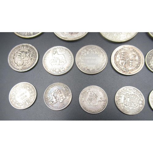 694 - Assorted collection of Queen Victoria with some George III and George IV silver content coins to inc... 